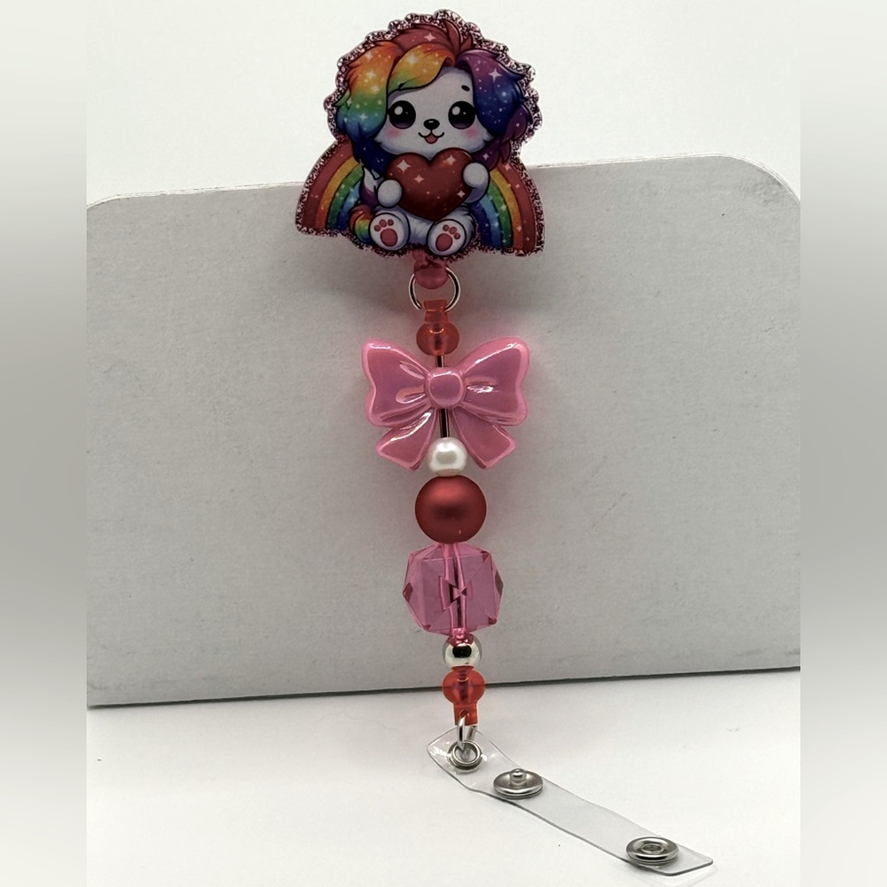 Rainbow Bear Pacifier Clip